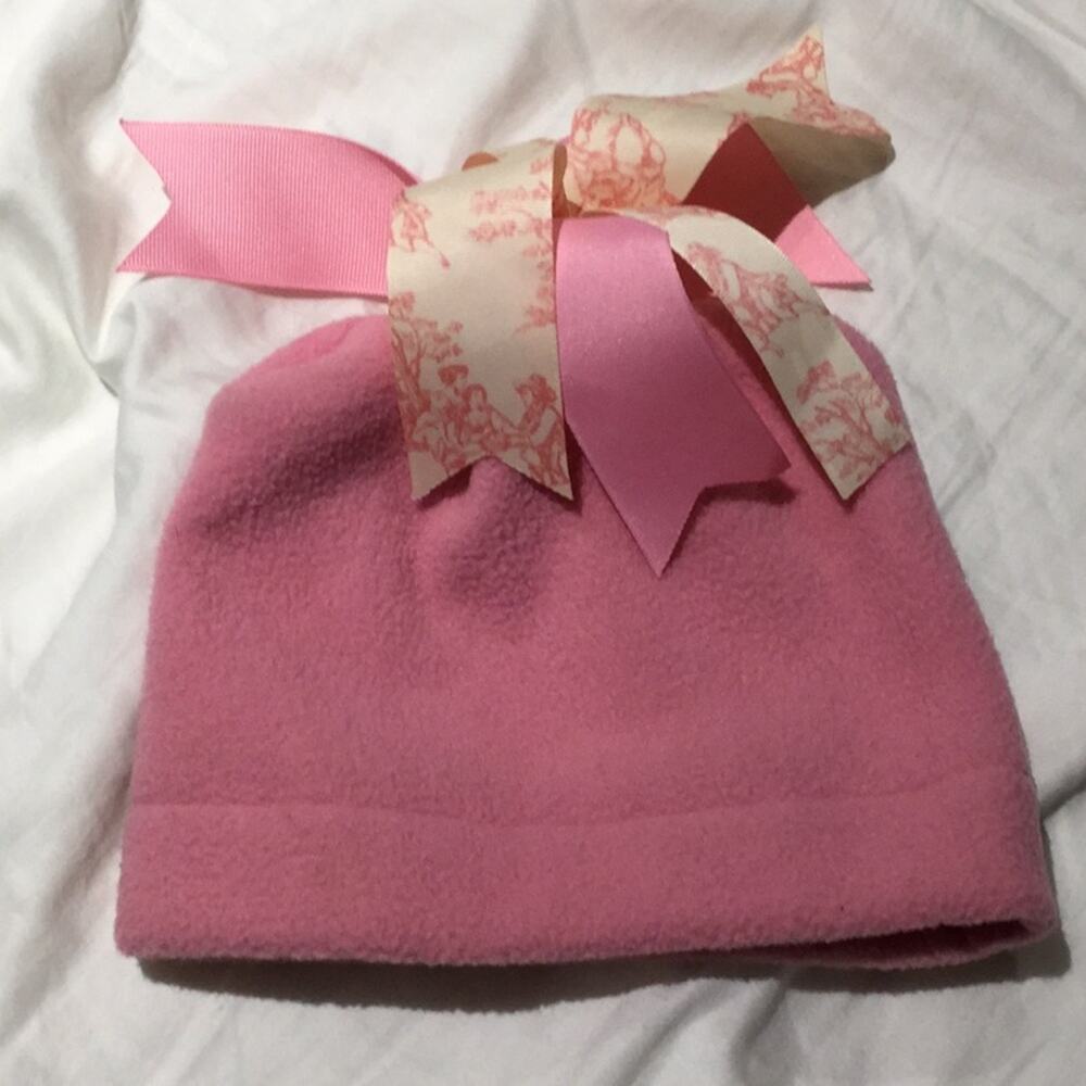 Lexy Lu Designs warm ribbon topped pink hat